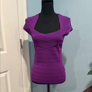 White House Black Market Purple Short Sleeve Top